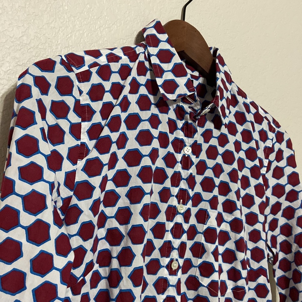 J. Crew Hexagon Print Button-Down Pullover Shirt - image 2